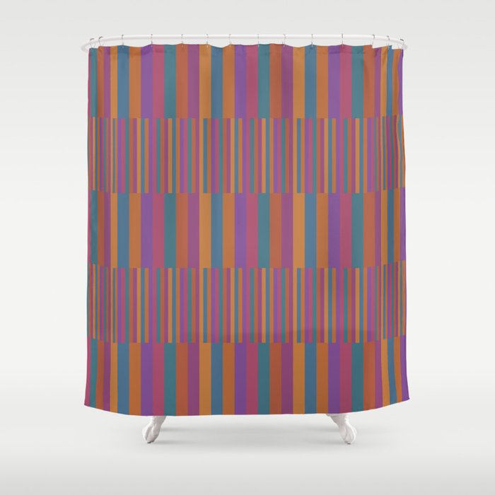 Mixed Stripes Pattern IX Retro Rainbow Shower Curtain Gallery Image 1