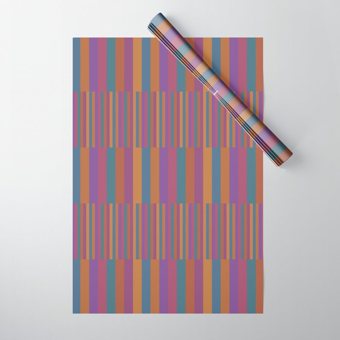 Mixed Stripes Pattern IX Retro Rainbow Wrapping Paper Gallery Image 1