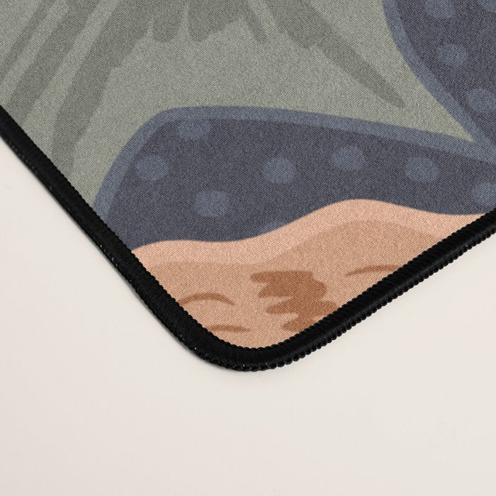 Beach thistle and shells dark navy Desk Mat Gallery Image 4