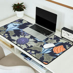 Beach thistle and shells dark navy Desk Mat Gallery Image 2