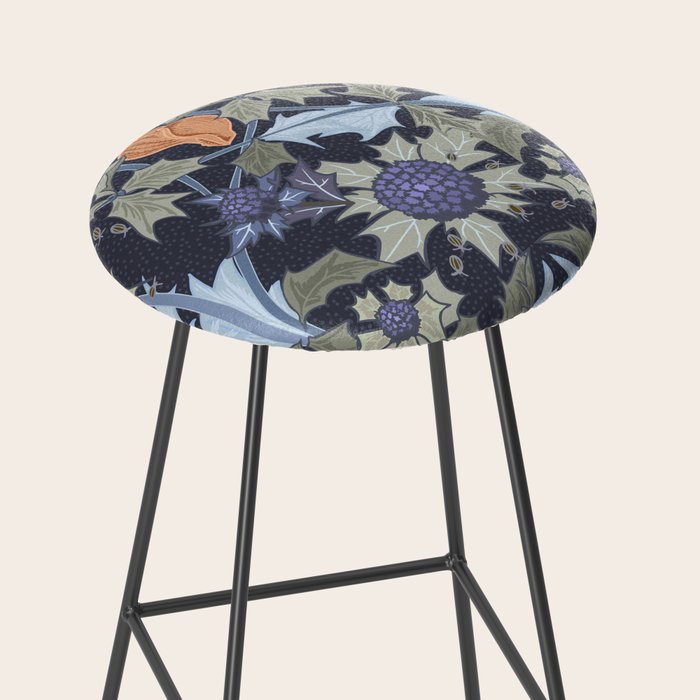 Beach thistle and shells dark navy Stool Gallery Image 2