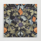 Beach thistle and shells dark navy Wood Wall Art Gallery Image 1