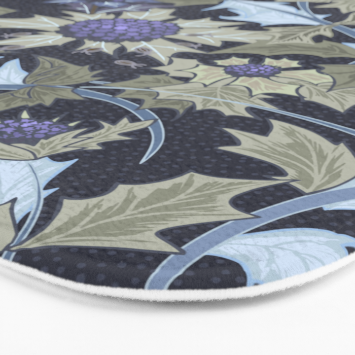 Beach thistle and shells dark navy Bath Mat Gallery Image 3