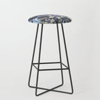 Beach thistle and shells dark navy Stool Gallery Image 1