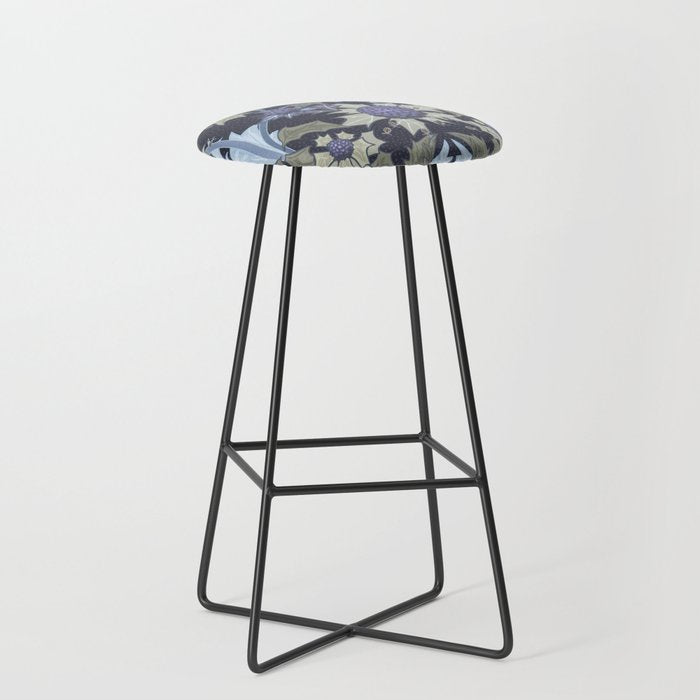 Beach thistle and shells dark navy Stool Gallery Image 1