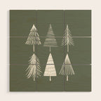 Xmas Trees Green Wood Wall Art Gallery Image 1