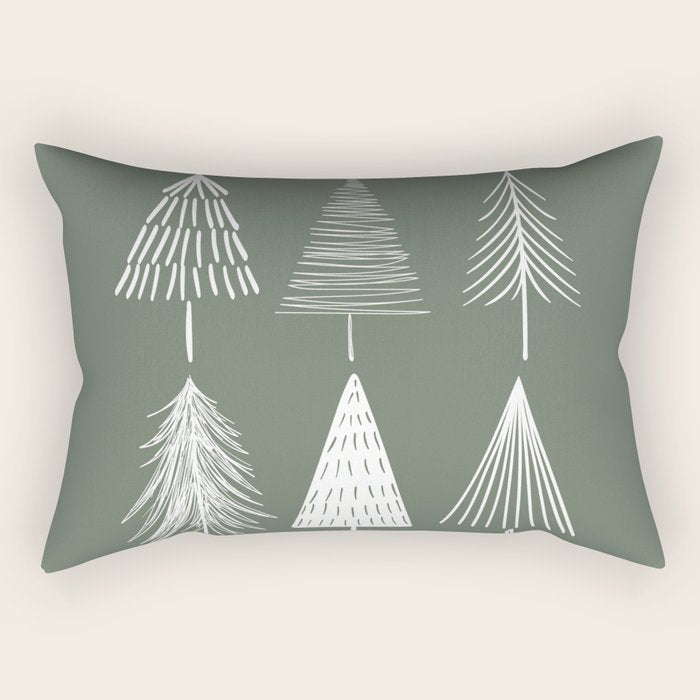 Xmas Trees Green Rectangular Pillow Gallery Image 2