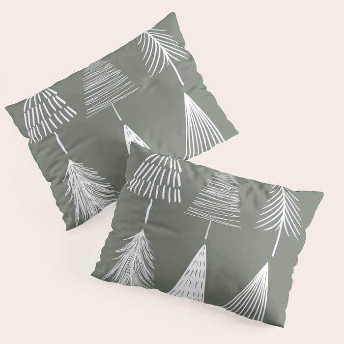 Xmas Trees Green Pillow Sham Gallery Image 3