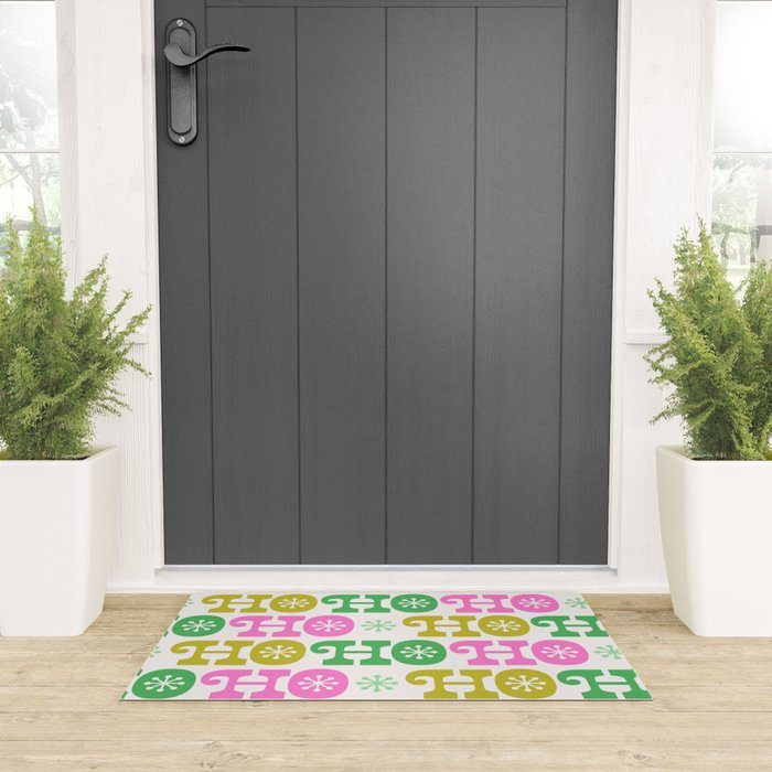 Ho Ho Ho - Pink and Green Welcome Mat Gallery Image 3