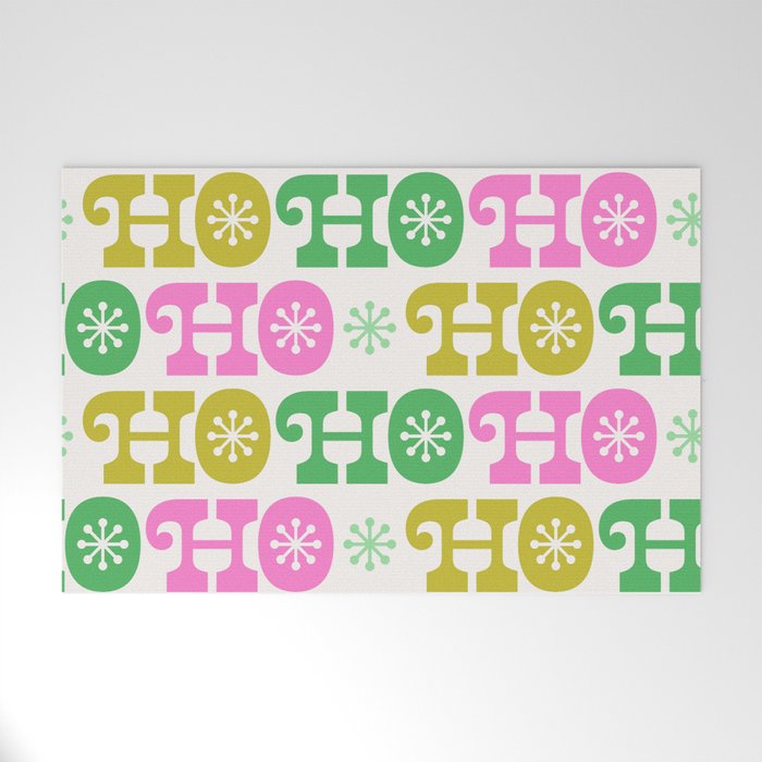Ho Ho Ho - Pink and Green Welcome Mat Gallery Image 1
