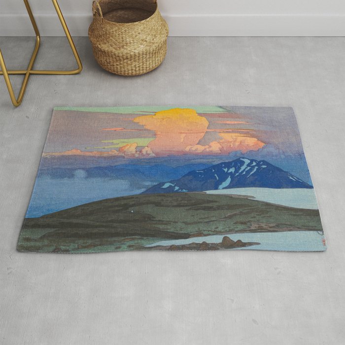 Japan Alps Vintage Beautiful Japanese Woodblock Print Hiroshi Yoshida Landscape Rug Gallery Image 1