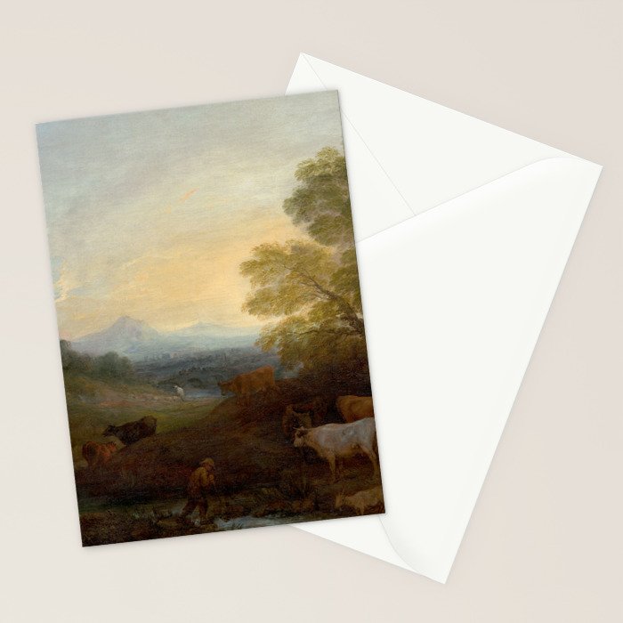 Grazing Cattle Antique Oil Painting Stationery Card Gallery Image 2