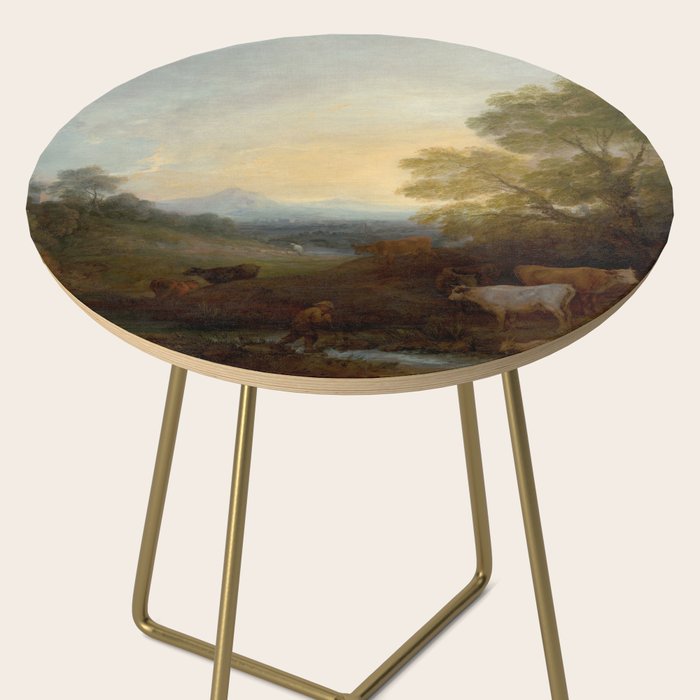 Grazing Cattle Antique Oil Painting Side Table Gallery Image 2