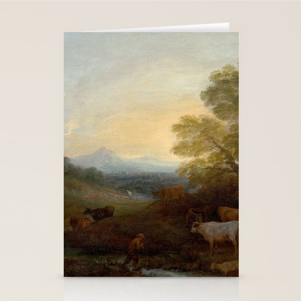 Grazing Cattle Antique Oil Painting Stationery Card Gallery Image 1