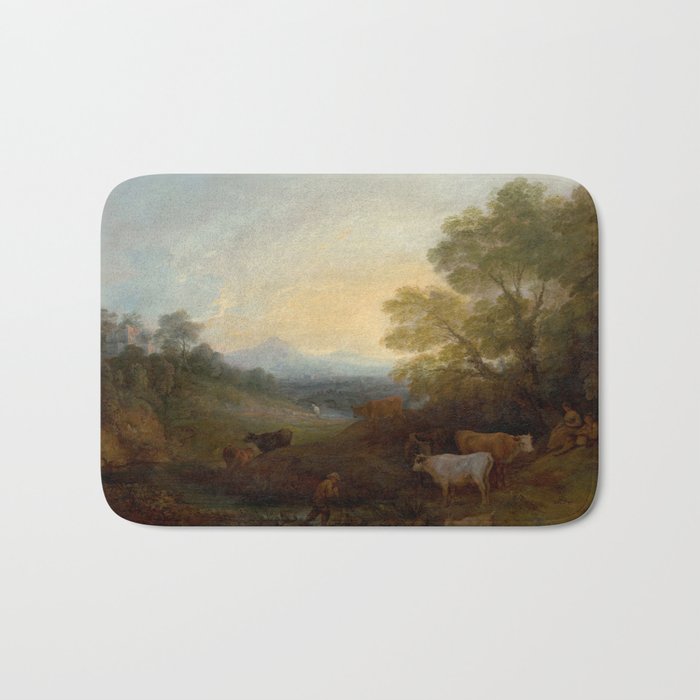 Grazing Cattle Antique Oil Painting Bath Mat Gallery Image 1