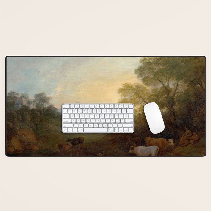 Grazing Cattle Antique Oil Painting Desk Mat Gallery Image 1