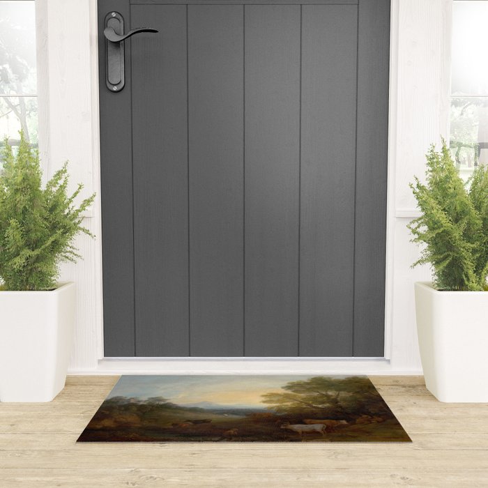 Grazing Cattle Antique Oil Painting Welcome Mat Gallery Image 3