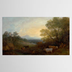 Grazing Cattle Antique Oil Painting Tablecloth Gallery Image 2