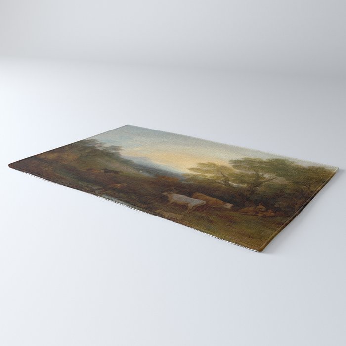 Grazing Cattle Antique Oil Painting Rug Gallery Image 3
