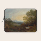 Grazing Cattle Antique Oil Painting Laptop Sleeve Gallery Image 1