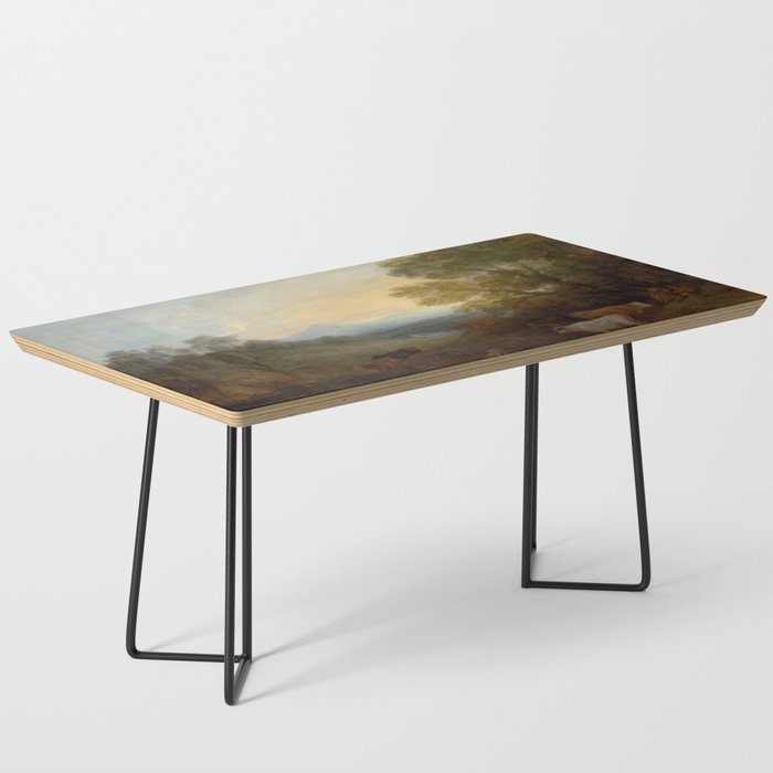 Grazing Cattle Antique Oil Painting Coffee Table Gallery Image 1