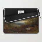 Grazing Cattle Antique Oil Painting Laptop Sleeve Gallery Image 2