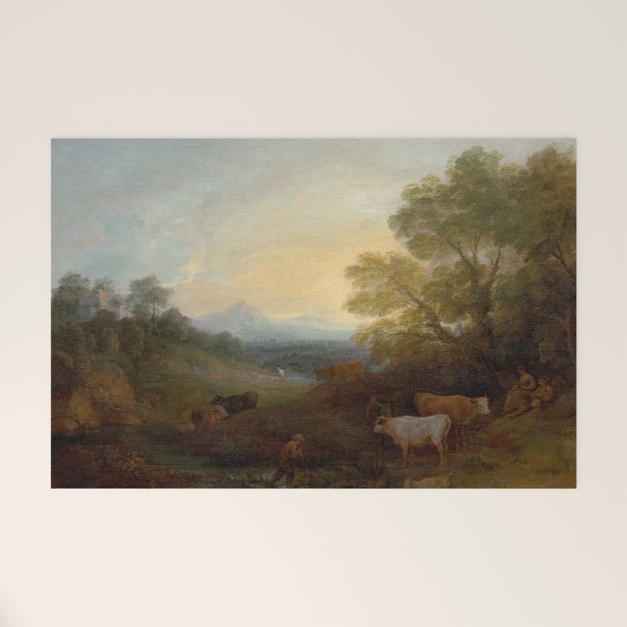 Grazing Cattle Antique Oil Painting Welcome Mat Gallery Image 1