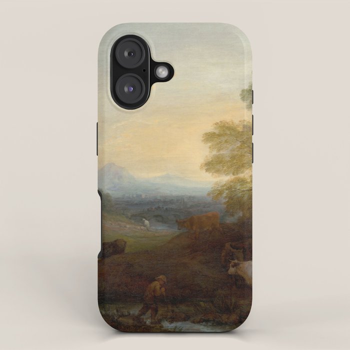 Grazing Cattle Antique Oil Painting iPhone Case Gallery Image 1