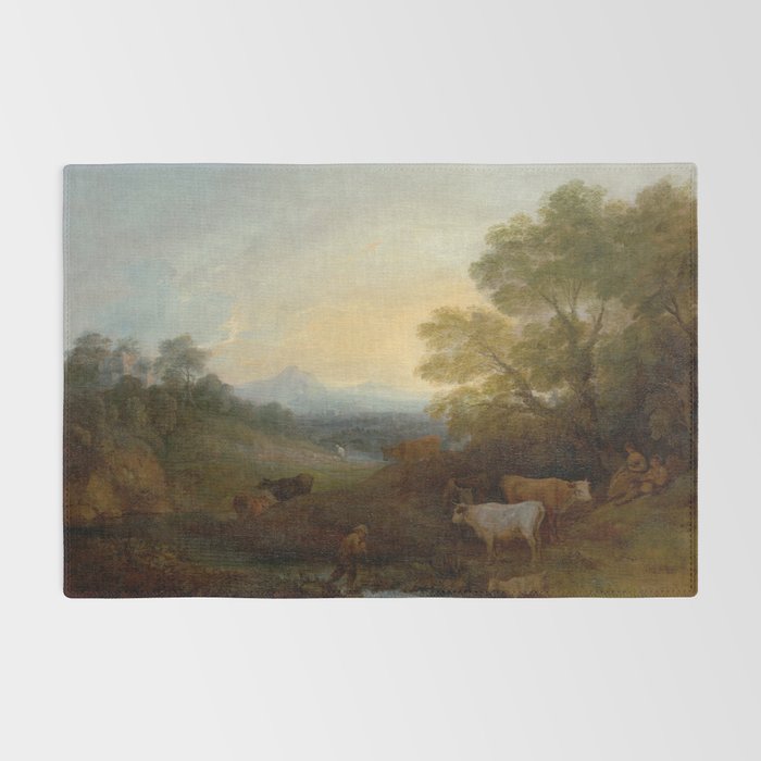 Grazing Cattle Antique Oil Painting Rug Gallery Image 2