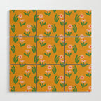 Pink Daisy Pattern - Yellow Wood Wall Art Gallery Image 1