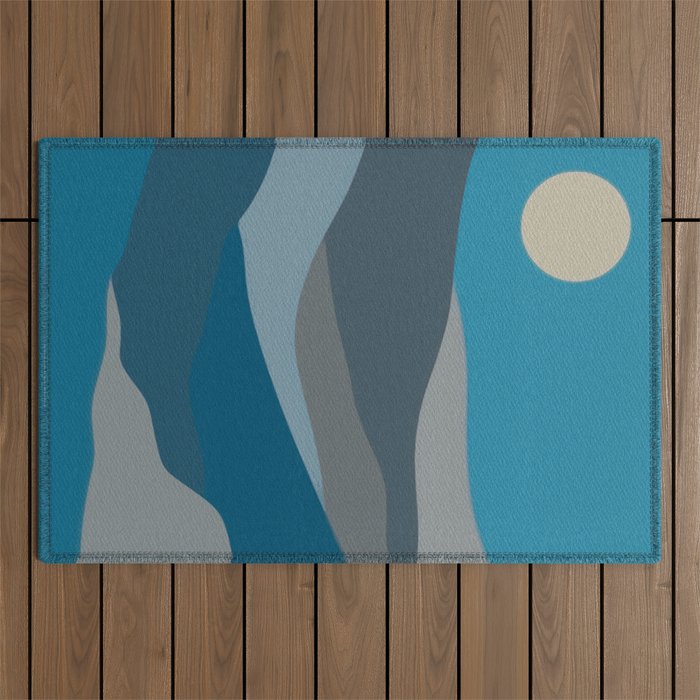 Blue Hills - teal gray, seafoam, turquoise, taupe, blue Outdoor Rug Gallery Image 1