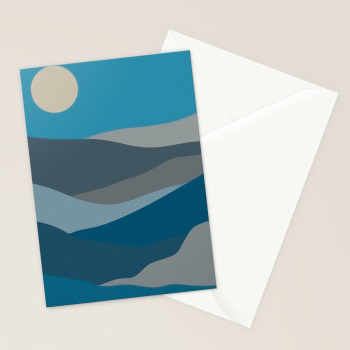 Blue Hills - teal gray, seafoam, turquoise, taupe, blue Stationery Card Gallery Image 2