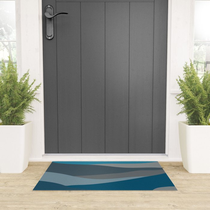 Blue Hills - teal gray, seafoam, turquoise, taupe, blue Welcome Mat Gallery Image 3