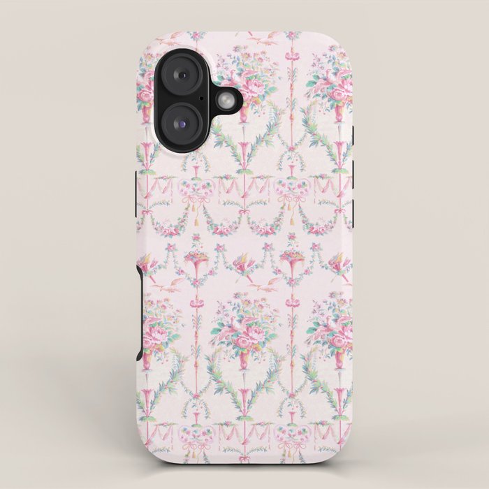 French wallpaper, birds and floral swags iPhone Case Gallery Image 1