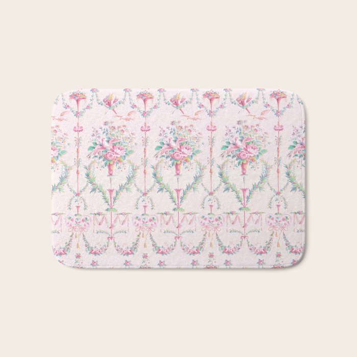French wallpaper, birds and floral swags Bath Mat Gallery Image 1