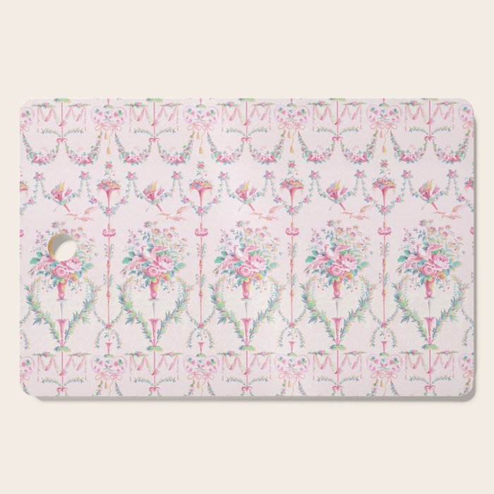 French wallpaper, birds and floral swags Cutting Board Gallery Image 1
