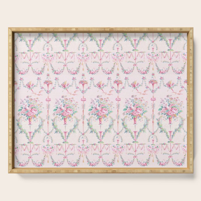 French wallpaper, birds and floral swags Serving Tray Gallery Image 1