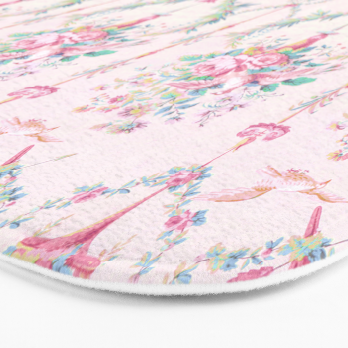 French wallpaper, birds and floral swags Bath Mat Gallery Image 3