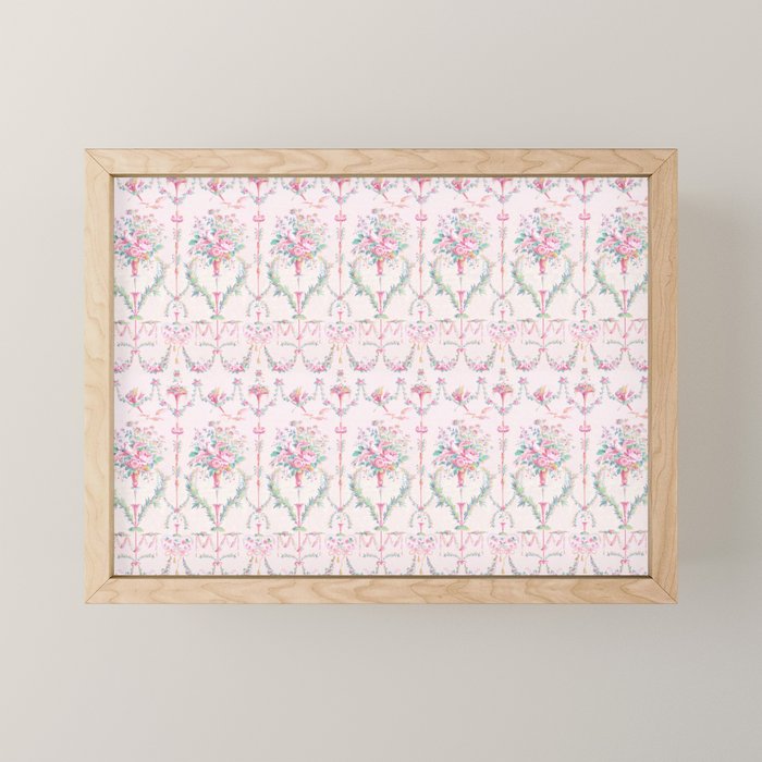 French wallpaper, birds and floral swags Mini Art Print Gallery Image 1