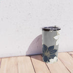Floral Garden, White, Navy, Grey Travel Mug Gallery Image 4