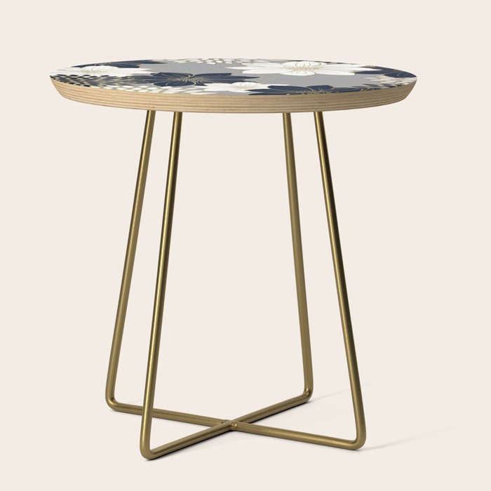 Floral Garden, White, Navy, Grey Side Table Gallery Image 1