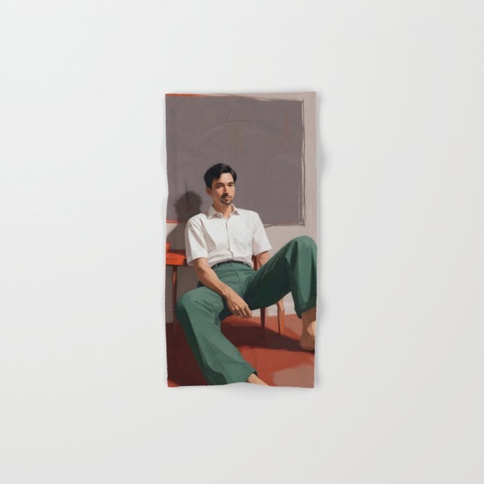 Dolce Far Niente, The sweetness of doing nothing, man sitting idle living in the moment, slow living calm peace of mind, positivity mindset slow down Bath Towel Gallery Image 1