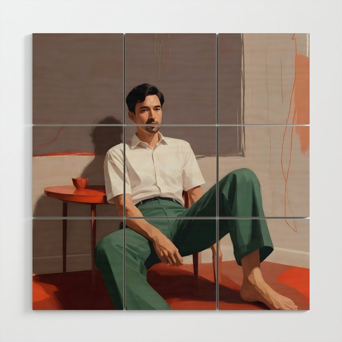 Dolce Far Niente, The sweetness of doing nothing, man sitting idle living in the moment, slow living calm peace of mind, positivity mindset slow down Wood Wall Art Gallery Image 1