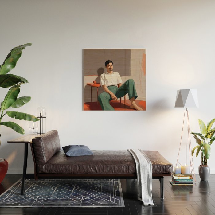 Dolce Far Niente, The sweetness of doing nothing, man sitting idle living in the moment, slow living calm peace of mind, positivity mindset slow down Wood Wall Art Gallery Image 2