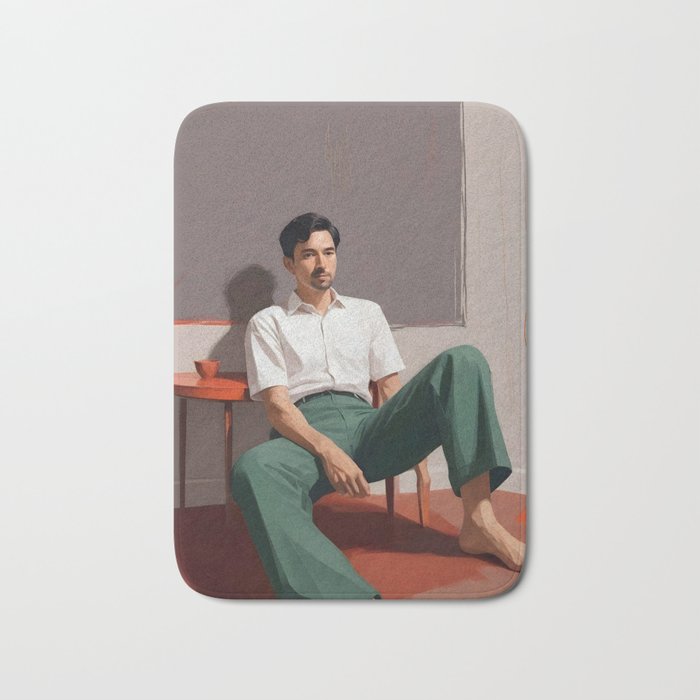 Dolce Far Niente, The sweetness of doing nothing, man sitting idle living in the moment, slow living calm peace of mind, positivity mindset slow down Bath Mat Gallery Image 1