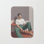 Dolce Far Niente, The sweetness of doing nothing, man sitting idle living in the moment, slow living calm peace of mind, positivity mindset slow down Bath Mat Gallery Image 1