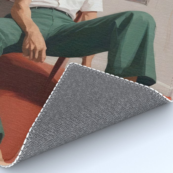 Dolce Far Niente, The sweetness of doing nothing, man sitting idle living in the moment, slow living calm peace of mind, positivity mindset slow down Rug Gallery Image 4
