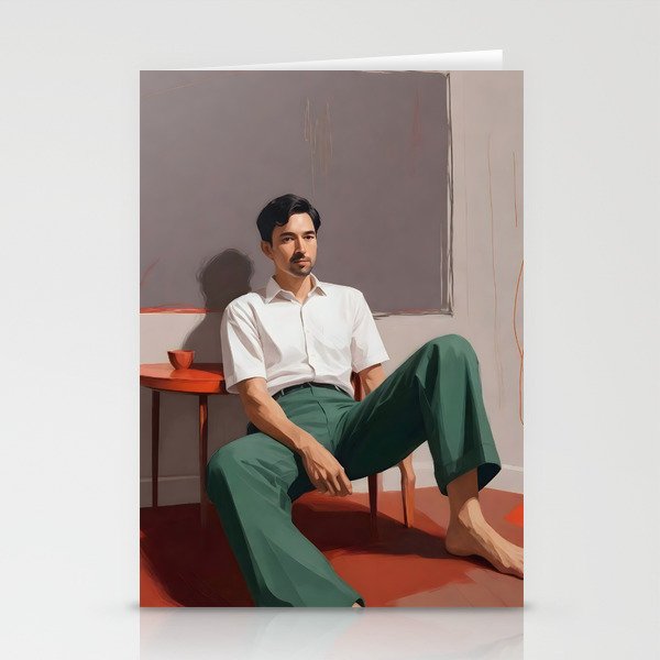 Dolce Far Niente, The sweetness of doing nothing, man sitting idle living in the moment, slow living calm peace of mind, positivity mindset slow down Stationery Card Gallery Image 2