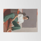 Dolce Far Niente, The sweetness of doing nothing, man sitting idle living in the moment, slow living calm peace of mind, positivity mindset slow down Rug Gallery Image 2
