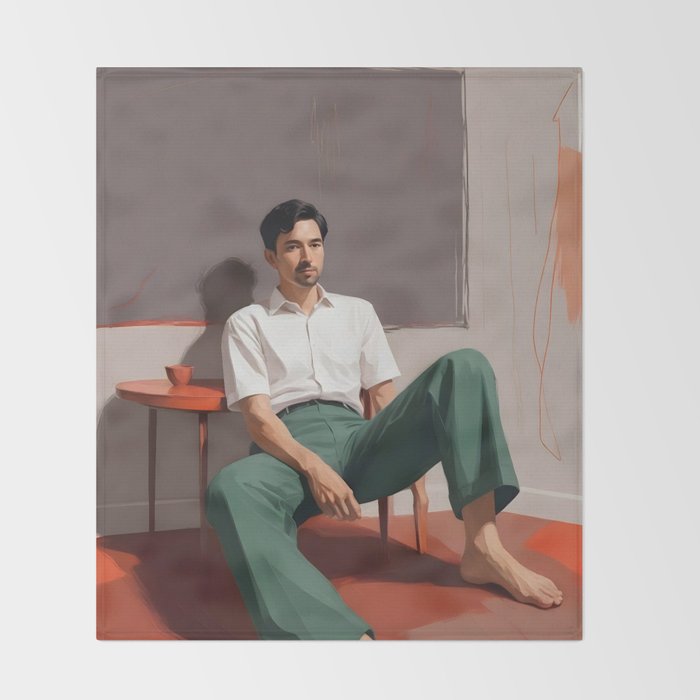 Dolce Far Niente, The sweetness of doing nothing, man sitting idle living in the moment, slow living calm peace of mind, positivity mindset slow down Throw Blanket Gallery Image 2